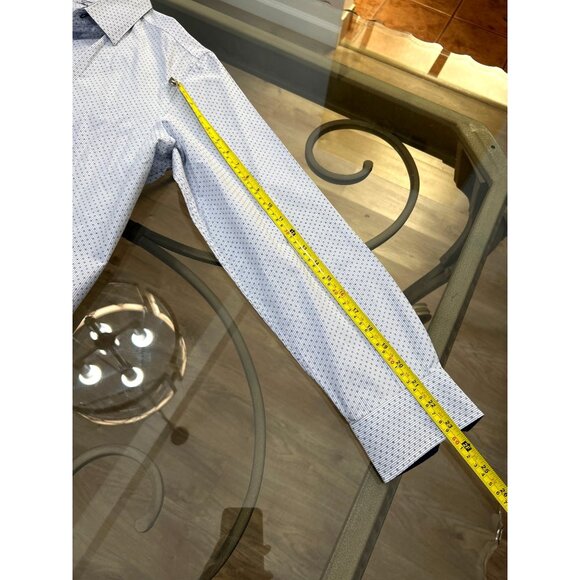 Tasso Elba Mens Long Sleeve Button-Up Shirt Slim Fit 100% Cotton Blue & White L - Picture 5 of 6